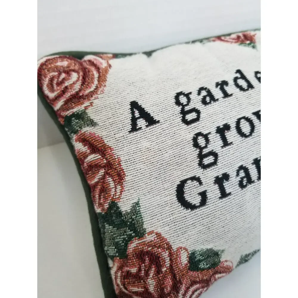 Decorative Throw Pillow Grandmother Small Green Floral Tapestry Heart
